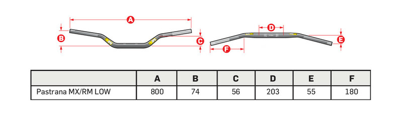 Guidon PRO TAPER Evo Pastrana MX/RM Low Guidon PRO TAPER Evo Pastrana MX/RM Low