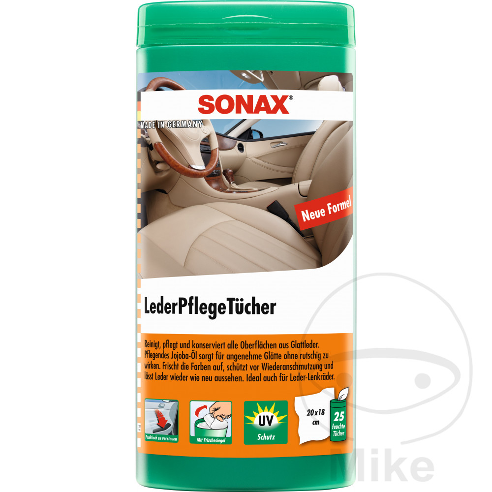 Lingettes de soins du cuir Auto SONAX boîte de 25 Boîte de lingettes de soins du cuir