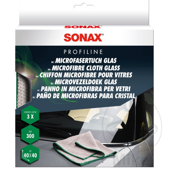 Microfibres pour Vitres Auto SONAX Pack de 3 Mikrofasertücher 3STCK