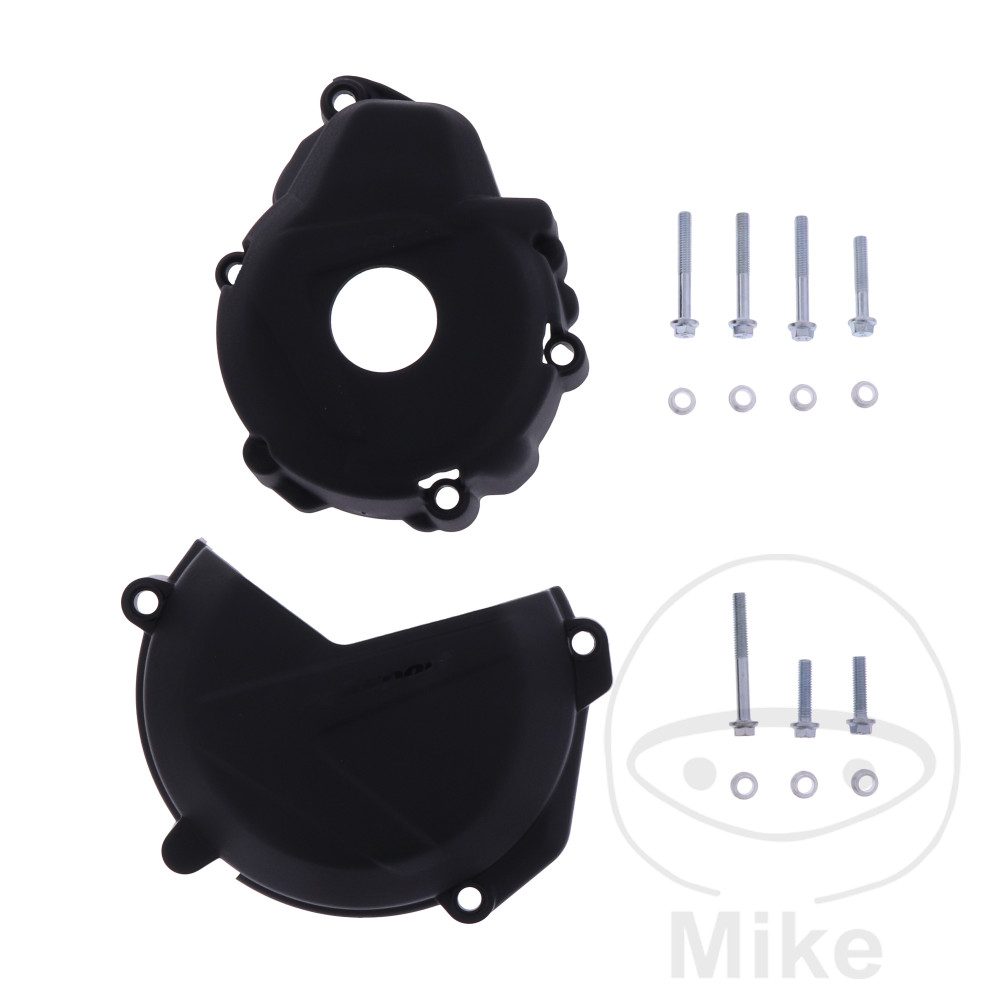 Kit de protection carter embrayage et allumage Polisport noir pour certaines KTM/Husqvarna 250/300 2017-2023 Protection Carter Embrayage et Allumage