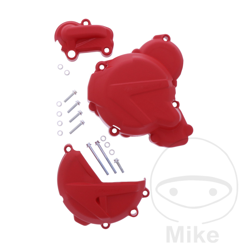 Kit de protection carter embrayage + allumage + pompe a eau Polisport Rouge pour GAS GAS EC 250/300 2021-2023 KUPPL/Protection carter allumage Rouge