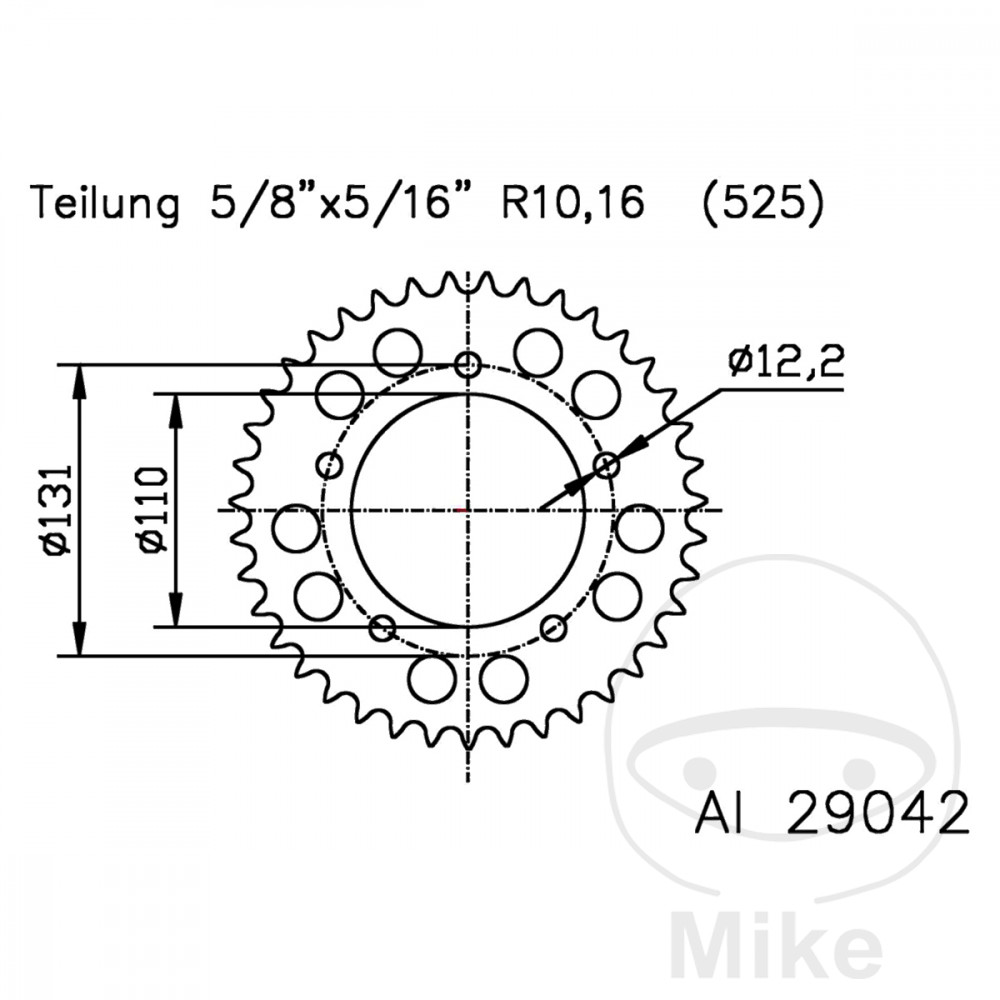 Couronne Aluminium 46 Dents PAS 525 Silv Couronne Aluminium 46 Dents PAS 525 Silv – Image 2