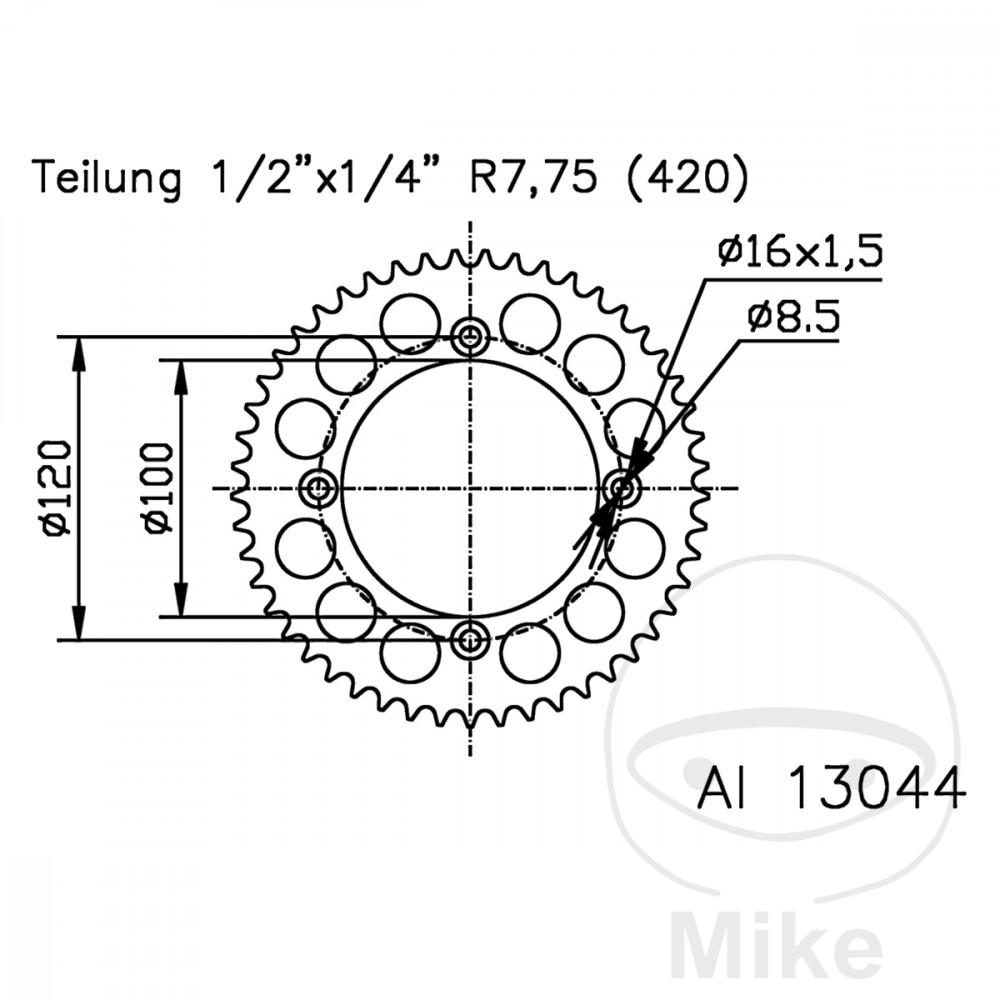 Couronne Aluminium 51 Dents PAS 420 Silv Couronne Aluminium 51 Dents PAS 420 Silv – Image 2