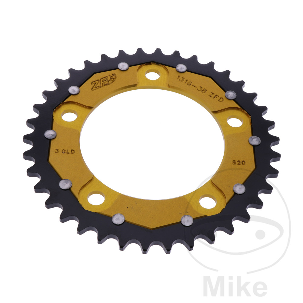 Couronne Bi-Matière 38 Dents PAS 520 Or Couronne Bi-Matière 38 Dents PAS 520 Or