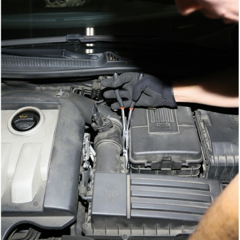 Jeu de 2 pinces extra-longues à becs demi-ronds striées avec double articulation Jeu de 2 pinces extra-longues à becs demi-ronds striées avec double articulation – Image 5