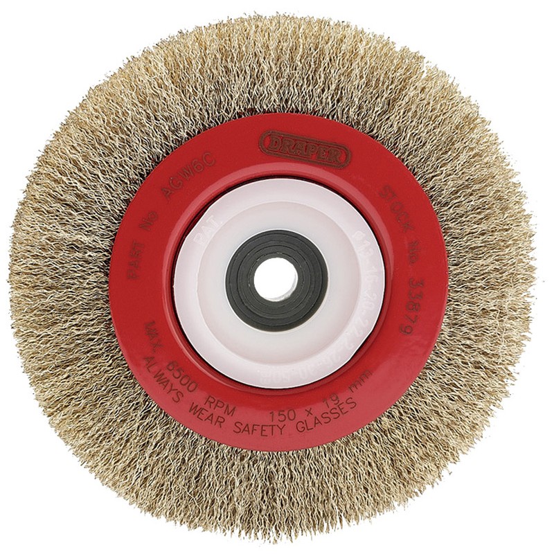 Brosse métallique DRAPER fils d'acier Ø150mm Brosse métallique DRAPER fils d'acier Ø150mm