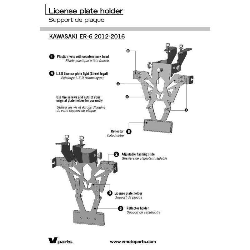 Support de plaque V PARTS noir Kawasaki ER6 Support de plaque V PARTS noir Kawasaki ER6 – Image 5