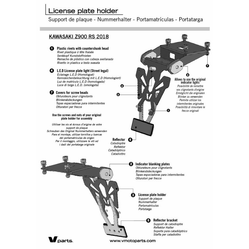 Support de plaque V PARTS court noir Kawasaki Z900RS Support de plaque V PARTS court noir Kawasaki Z900RS – Image 5