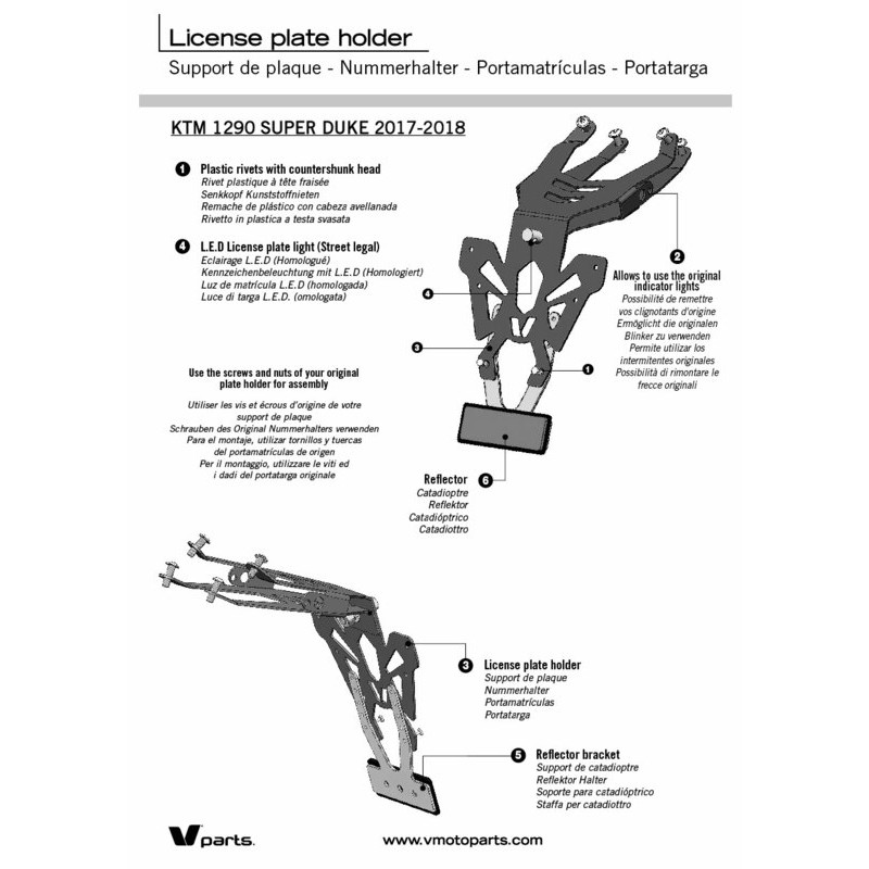 Support de plaque V PARTS noir KTM 1290 Super Duke R Support de plaque V PARTS noir KTM 1290 Super Duke R – Image 4