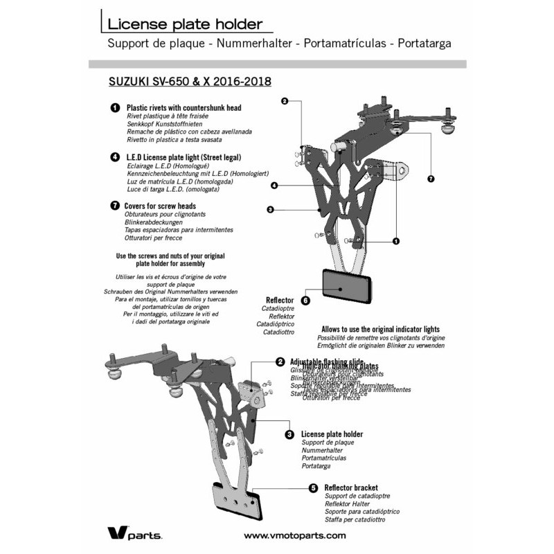 Support de plaque V PARTS noir Suzuki SV650X Support de plaque V PARTS noir Suzuki SV650X – Image 5