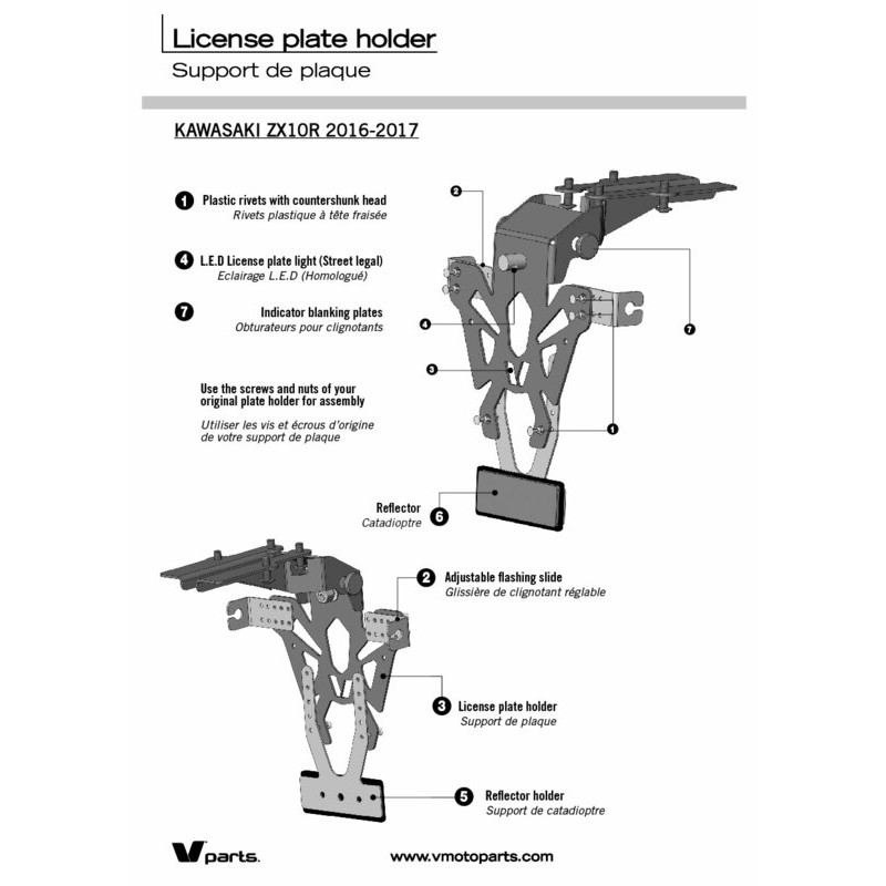 Support de plaque V PARTS noir Kawasaki ZX10R Support de plaque V PARTS noir Kawasaki ZX10R – Image 2