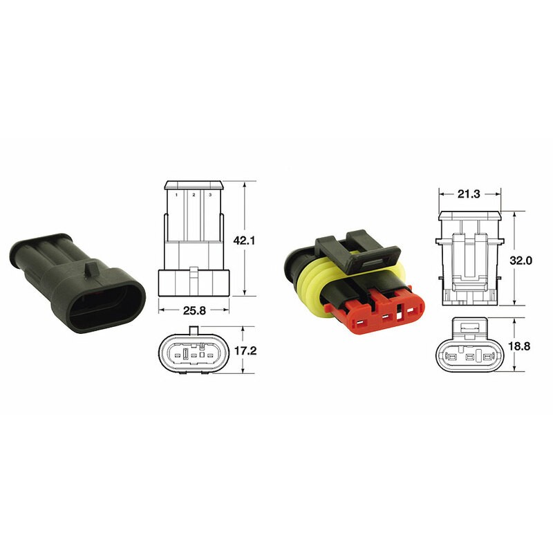Jeu de connectiques génériques 3 voies - 5 jeux complets Jeu de connectiques génériques 3 voies - 5 jeux complets