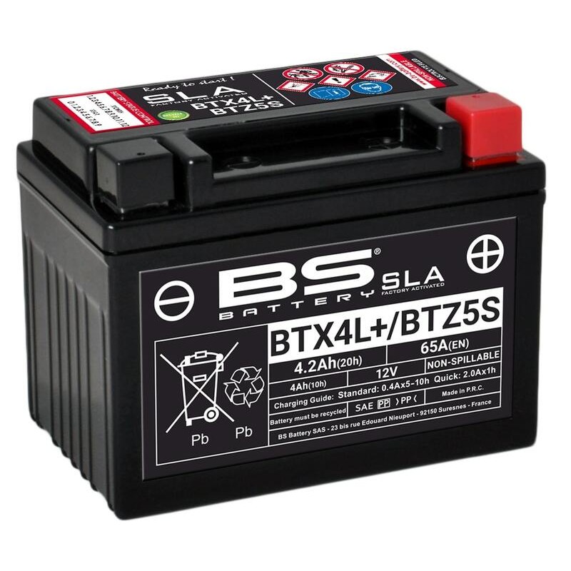 Batterie BS BATTERY SLA sans entretien activé usine - BTX4L+ / BTZ5S Batterie BS BATTERY SLA sans entretien activé usine - BTX4L+ / BTZ5S