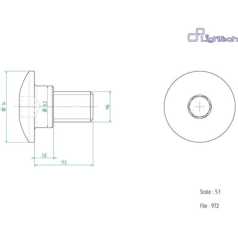 Vis LIGHTECH M6 X 11,5 Type 972 Ergal cobalt à l'unité Vis LIGHTECH M6 X 11,5 Type 972 Ergal cobalt à l'unité