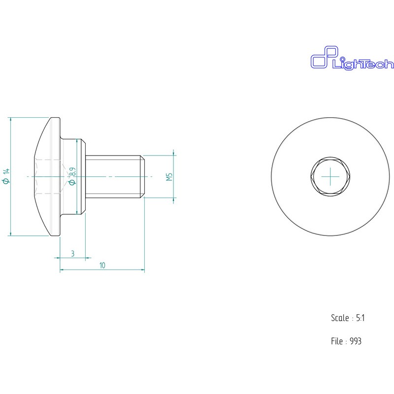 Vis LIGHTECH M5 X 10 Type 993 Ergal argent à l'unité Vis LIGHTECH M5 X 10 Type 993 Ergal argent à l'unité