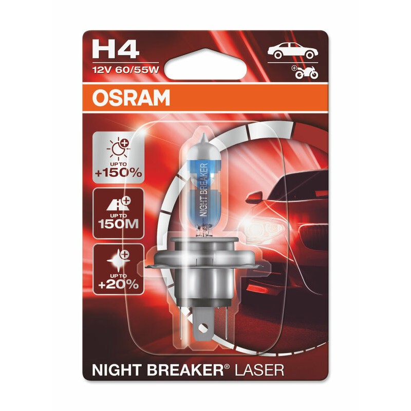 Ampoule OSRAM H4 Night Breaker Laser 12V 60/55W P43t-38 - à l'unité Ampoule OSRAM H4 Night Breaker Laser 12V 60/55W P43t-38 - à l'unité – Image 3
