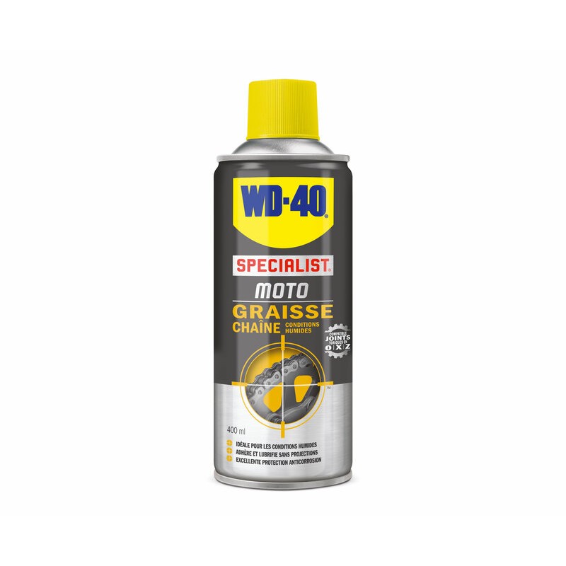 Graisse de chaîne WD-40 Specialist Moto conditions humides - Spray 400 ml Graisse de chaîne WD-40 Specialist® Moto conditions humides - Spray 400 ml
