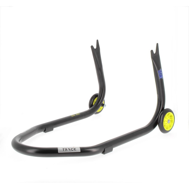Béquille arrière BIHR Home Track fixe supports en "V" noir mat roues jaune Béquille arrière BIHR Home Track fixe supports en "V" noir mat roues jaune – Image 3