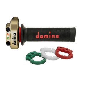 Poign������e de gaz DOMINO XM2 Racing avec rev������tements A450 - or/noir