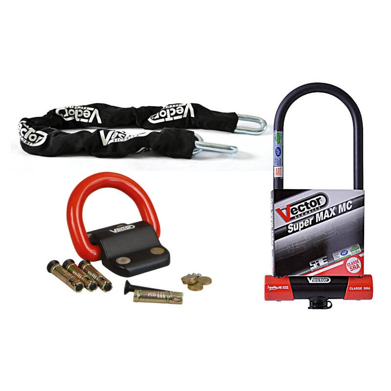 Kit antivol VECTOR Antivol U SuperMax L2 Ø16mm + Chaîne Ø13mm / 1,3m + Fixation Ø22mm Kit antivol VECTOR Antivol U SuperMax L2 ������16mm + Cha������ne ������13mm / 1,3m + Fixation ������22mm