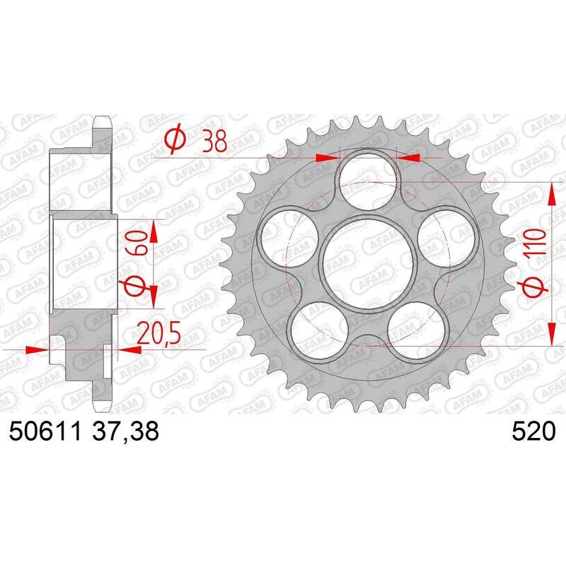 Couronne AFAM acier standard 50611 - 520 Couronne AFAM acier standard 50611 - 520