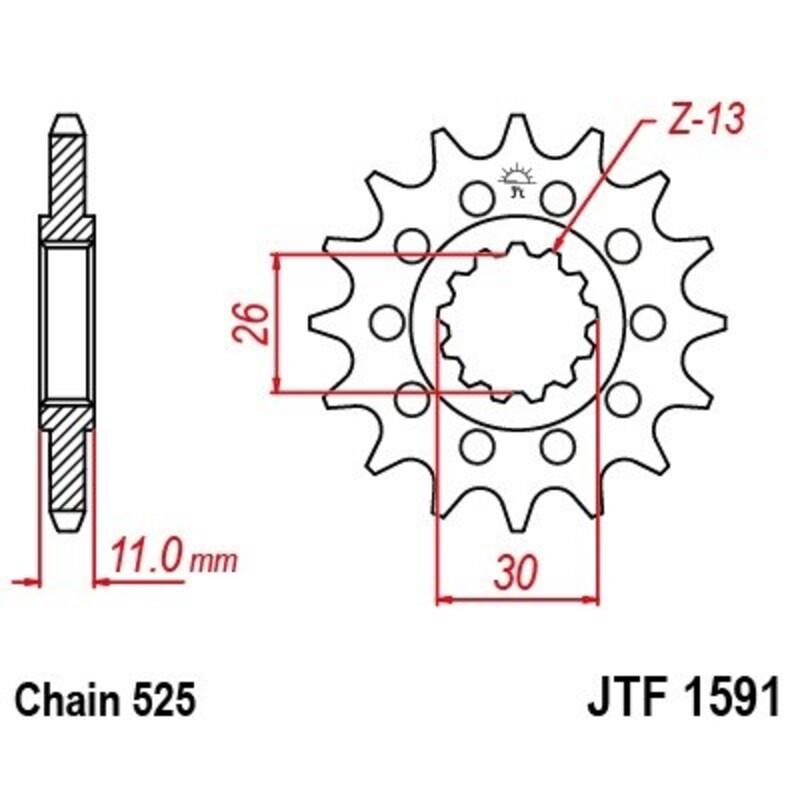 Pignon JT SPROCKETS acier anti-bruit 1591 - 525 Pignon JT SPROCKETS acier anti-bruit 1591 - 525