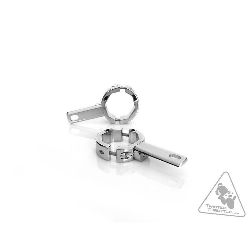 Support éclairage DENALI tubes de fourche Ø39-49mm chrome Support éclairage DENALI tubes de fourche Ø39-49mm chrome – Image 2