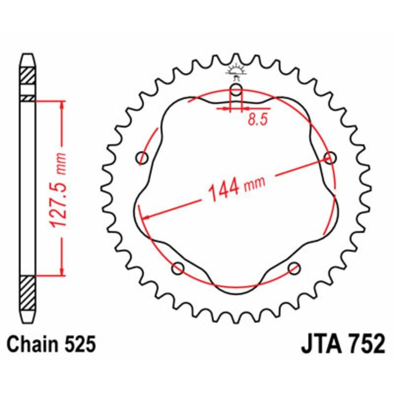 Couronne JT SPROCKETS aluminium Ultra-Light 752 - 525 - Nécessite un porte couronne JT SPROCKETS Couronne JT SPROCKETS aluminium Ultra-Light 752 - 525 - Nécessite un porte couronne JT SPROCKETS