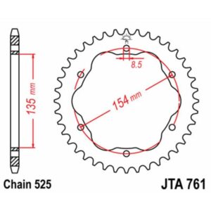 Couronne JT SPROCKETS aluminium Ultra-Light 761 - 525 - Nécessite un porte couronne JT SPROCKETS