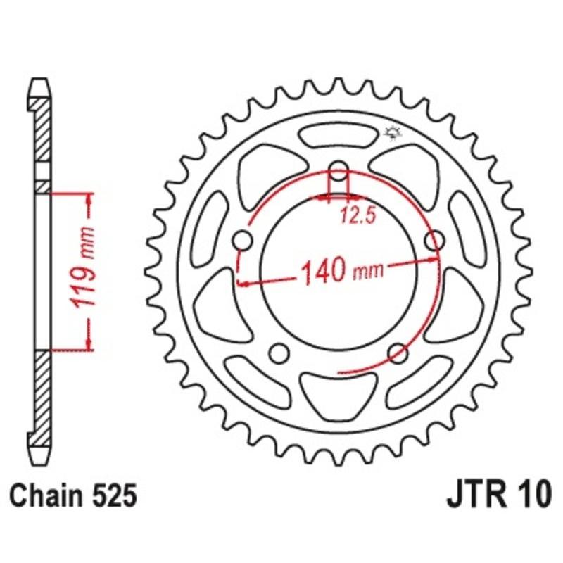Couronne JT SPROCKETS acier standard 10 - 525 Couronne JT SPROCKETS acier standard 10 - 525 – Image 2