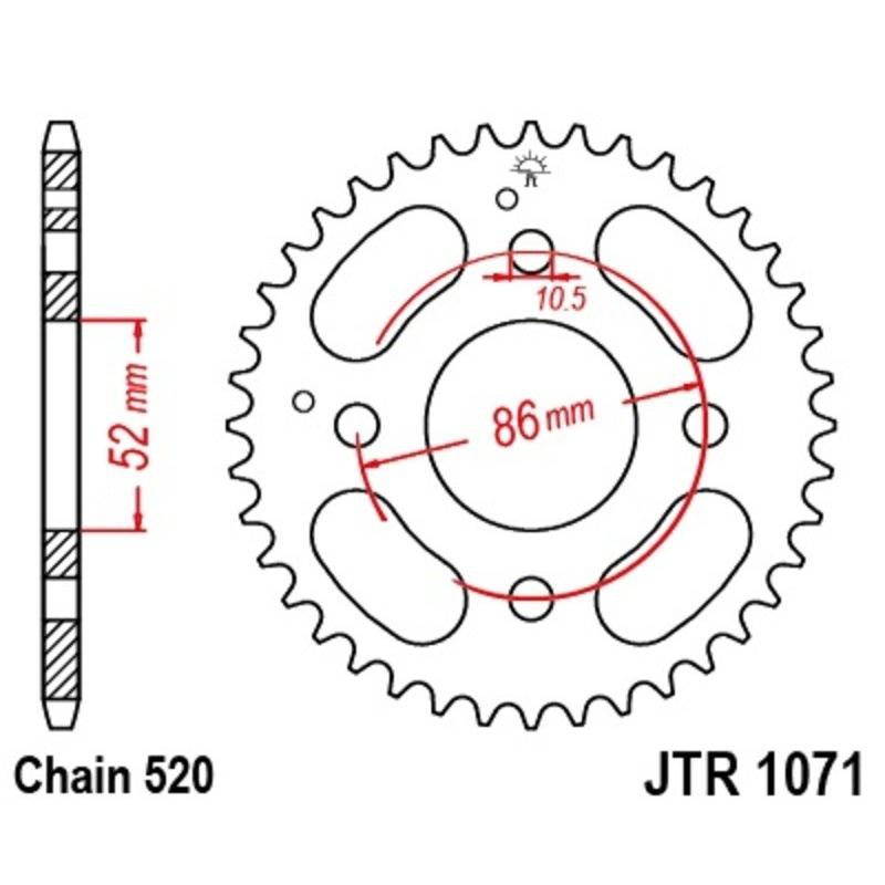 Couronne JT SPROCKETS acier standard 1071 - 520 Couronne JT SPROCKETS acier standard 1071 - 520