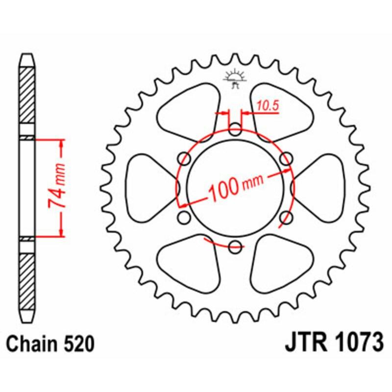 Couronne JT SPROCKETS acier standard 1073 - 520 Couronne JT SPROCKETS acier standard 1073 - 520