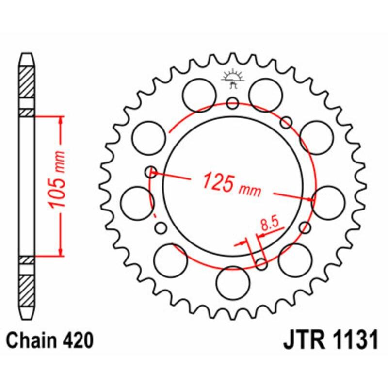 Couronne JT SPROCKETS acier standard 1131 - 420 Couronne JT SPROCKETS acier standard 1131 - 420