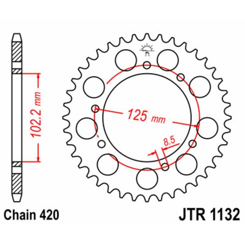 Couronne JT SPROCKETS acier standard 1132 - 420 Couronne JT SPROCKETS acier standard 1132 - 420