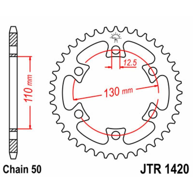 Couronne JT SPROCKETS acier standard 1420 - 530 Couronne JT SPROCKETS acier standard 1420 - 530