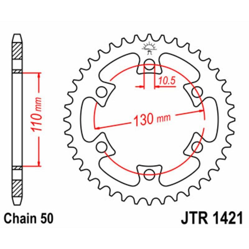 Couronne JT SPROCKETS acier standard 1421 - 530 Couronne JT SPROCKETS acier standard 1421 - 530