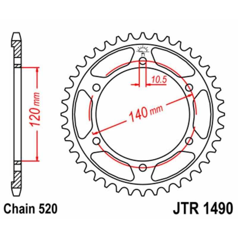 Couronne JT SPROCKETS acier standard 1490 - 520 Couronne JT SPROCKETS acier standard 1490 - 520