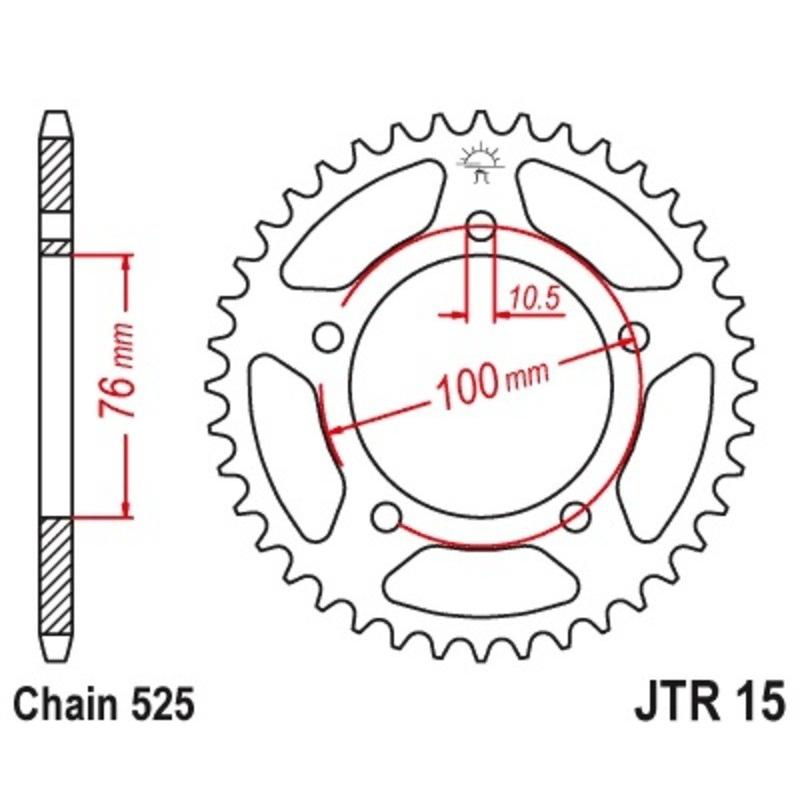 Couronne JT SPROCKETS acier standard 15 - 525 Couronne JT SPROCKETS acier standard 15 - 525 – Image 2