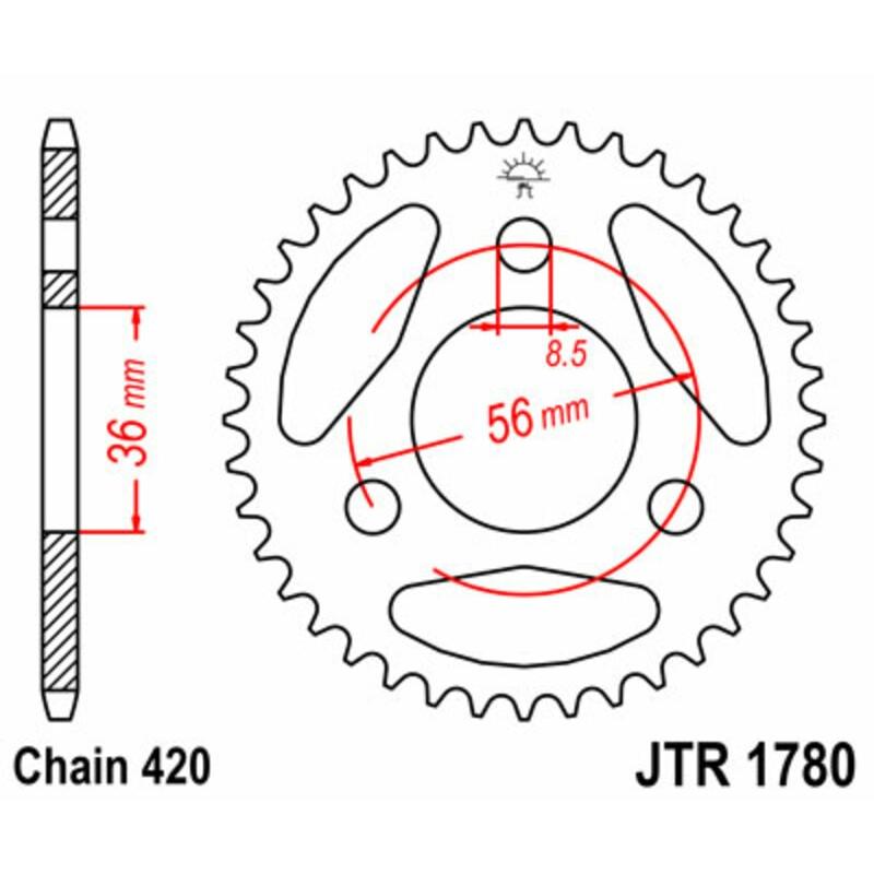 Couronne JT SPROCKETS acier standard 1780 - 420 Couronne JT SPROCKETS acier standard 1780 - 420
