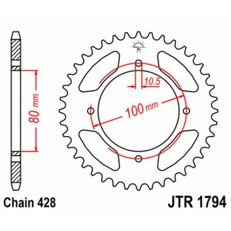 Couronne JT SPROCKETS acier standard 1794 - 428 Couronne JT SPROCKETS acier standard 1794 - 428
