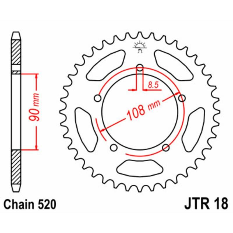 Couronne JT SPROCKETS acier standard 18 - 520 Couronne JT SPROCKETS acier standard 18 - 520