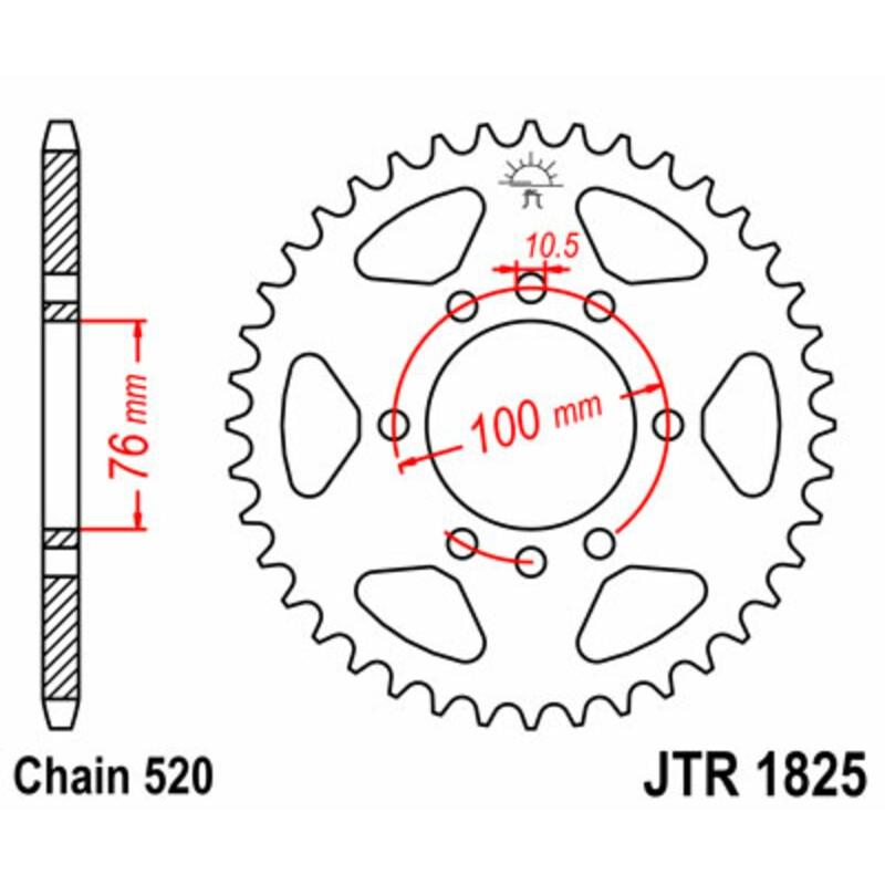 Couronne JT SPROCKETS acier standard 1825 - 520 Couronne JT SPROCKETS acier standard 1825 - 520
