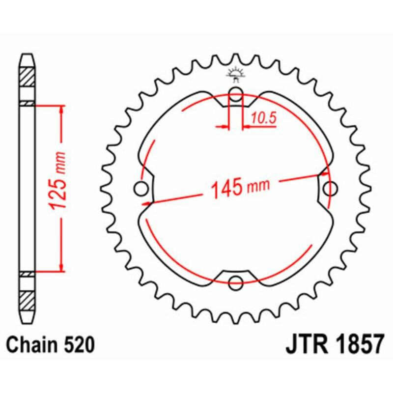 Couronne JT SPROCKETS acier standard 1857 - 520 Couronne JT SPROCKETS acier standard 1857 - 520