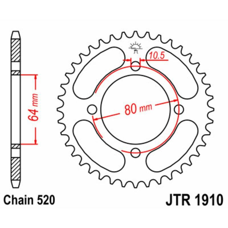 Couronne JT SPROCKETS acier standard 1910 - 520 Couronne JT SPROCKETS acier standard 1910 - 520