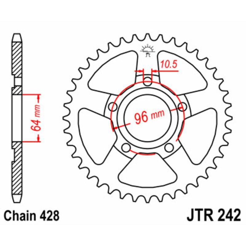 Couronne JT SPROCKETS acier standard 242 - 428 Couronne JT SPROCKETS acier standard 242 - 428