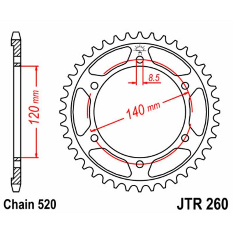 Couronne JT SPROCKETS acier standard 260 - 520 Couronne JT SPROCKETS acier standard 260 - 520