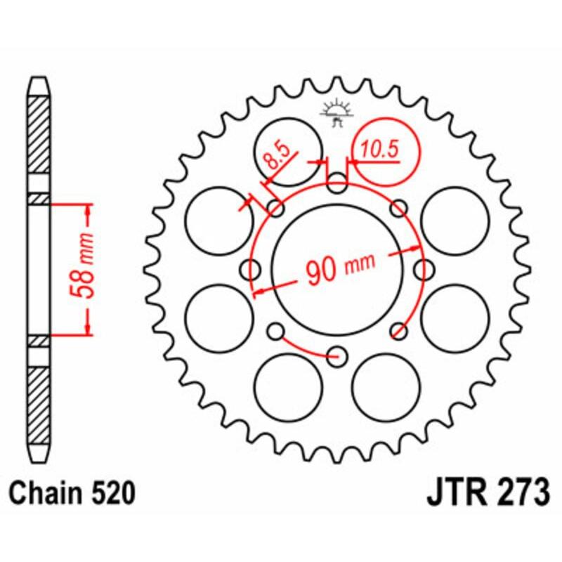 Couronne JT SPROCKETS acier standard 273 - 520 Couronne JT SPROCKETS acier standard 273 - 520