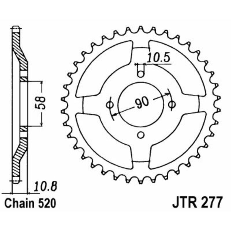 Couronne JT SPROCKETS acier standard 277 - 520 Couronne JT SPROCKETS acier standard 277 - 520