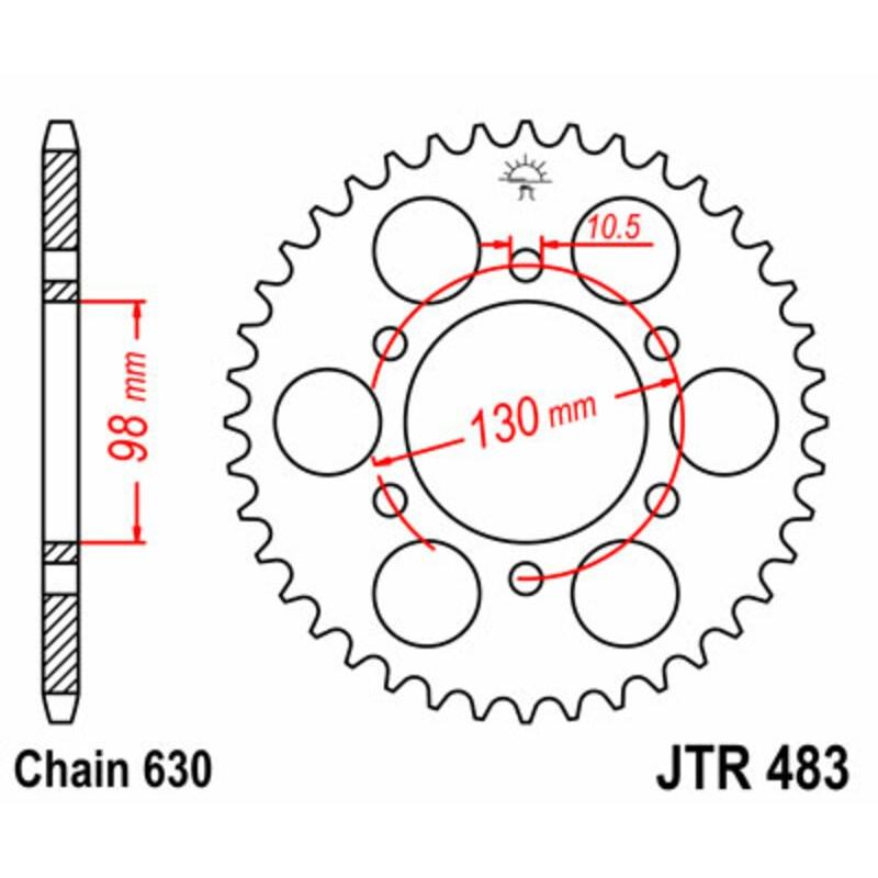 Couronne JT SPROCKETS acier standard 483 - 630 Couronne JT SPROCKETS acier standard 483 - 630