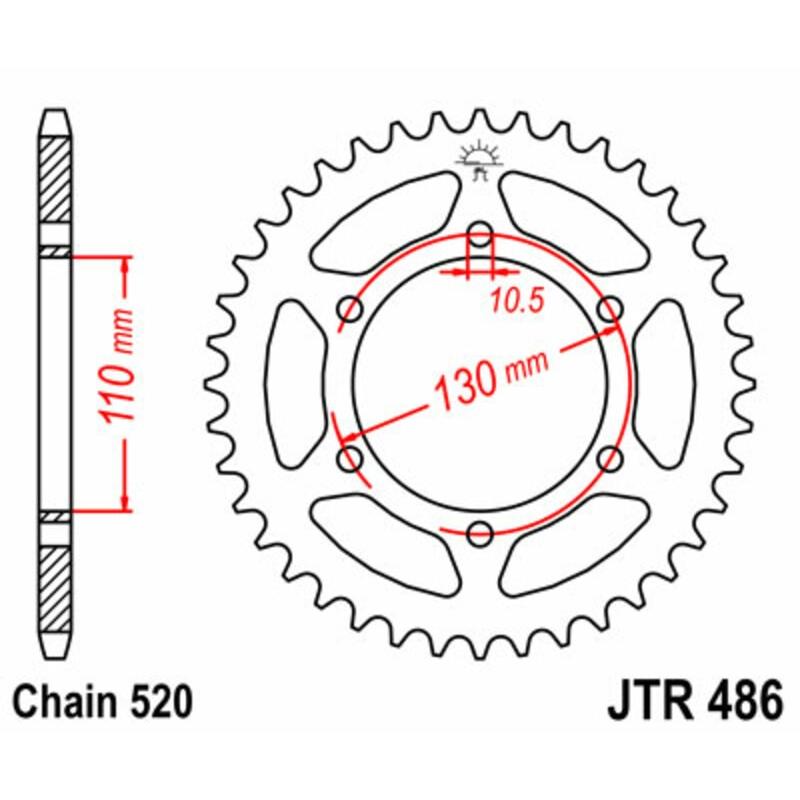 Couronne JT SPROCKETS acier standard 486 - 520 Couronne JT SPROCKETS acier standard 486 - 520